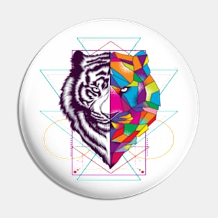 tiger-face-with-sacred-geometry-ornament design - Gifts Pin