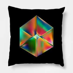 Abstract cube made of colorful glass Pillow