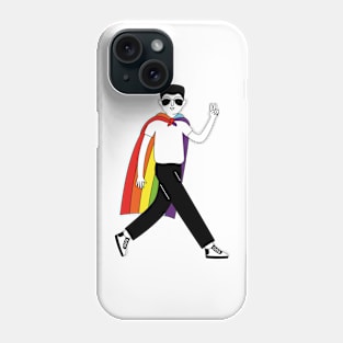 A man with a rainbow gay parade flag on his shoulders Phone Case