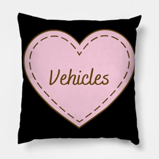 I Love Vehicles Simple Heart Design Pillow
