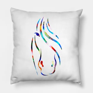 horse head - stylized and colorful Pillow