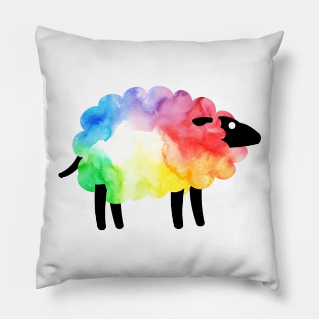 Rainbow Sheep Pillow by NatLeBrunDesigns