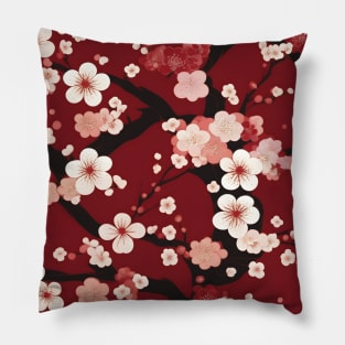 Traditional Japanese Plum Blossom Kimono Pattern Pillow