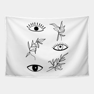 Seamless pattern with eyes and leaves. Psychedelic eyes. Tapestry