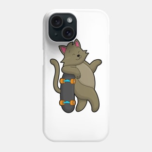 Cat as Skater with Skateboard Phone Case