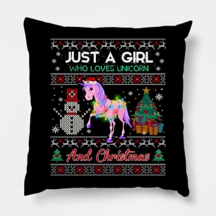 Just a girl who loves Unicorn and christmas Pillow