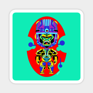 robot mojo gorilla ecopop in mexican patterns golden art Magnet