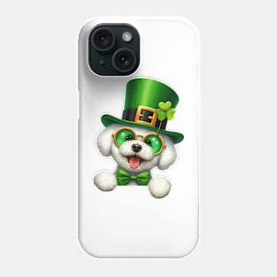 St Patricks Day Peeking Bichon Frise Dog Phone Case