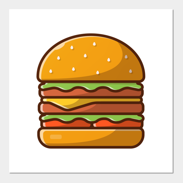 Big burger cartoon - Burger - Posters and Art Prints | TeePublic Big burger cartoon - Burger - Posters and Art Prints | TeePublic