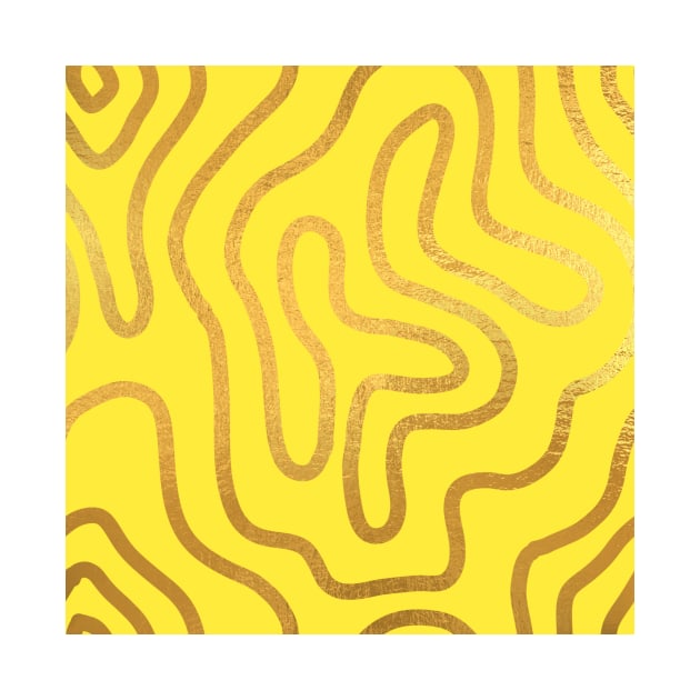 Yellow Gold colored abstract lines pattern by jodotodesign