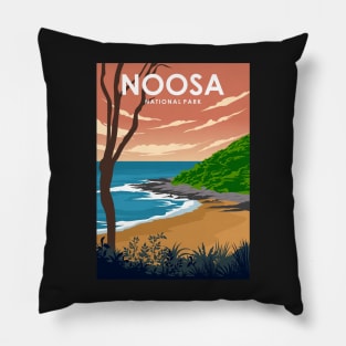 Noosa National Park Australia Minimal Travel Poster Pillow