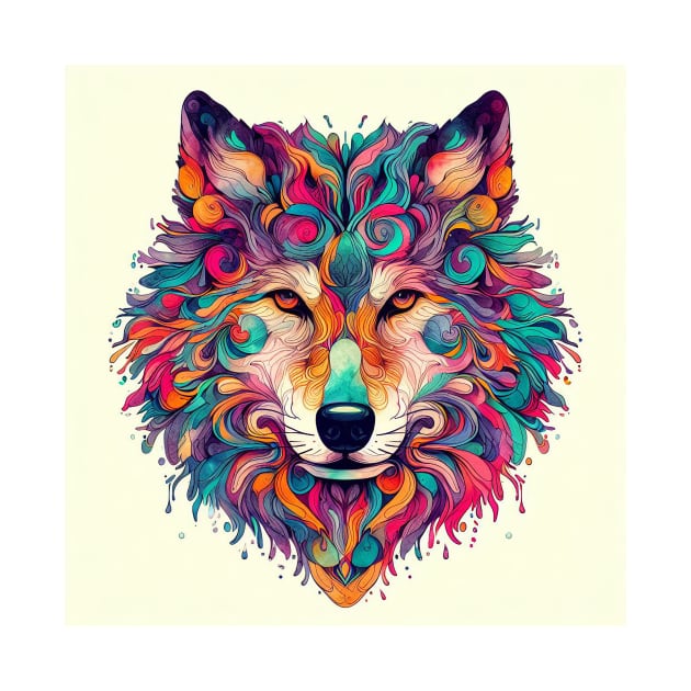 Psychedelic illustration of a wolf by WelshDesigns