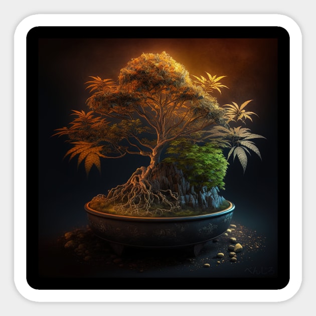 Cannabonsai - Bonsai Tree, Cannabis Plant, Surreal Zen Garden