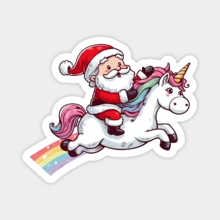 Santa Riding Unicorn Magnet