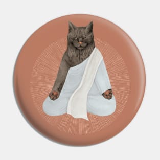 meditating cat - black Pin