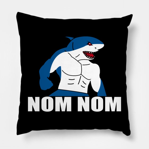 Nom nom hungry king shark Pillow by Dope_Design