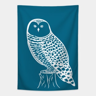 Snowy Owl - bird lovers hand drawn detailed design Tapestry