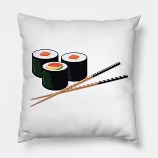 kawaii Sushi rolls with chopsticks , sushi lovers Pillow