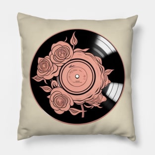 Rose Gold Rose Vinyl Record Pillow