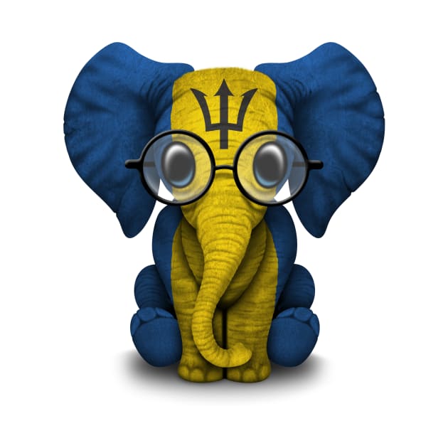Baby Elephant with Glasses and Barbados Flag by jeffbartels