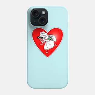 Woman in a wedding dress and red heart Phone Case