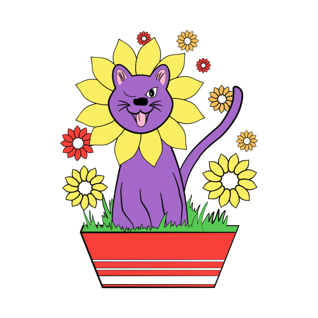 Cheeky cat flower illustration by HigoPico