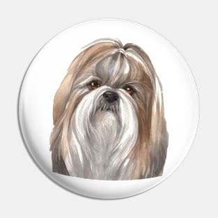 Shih Tzu Watercolor Art Pin