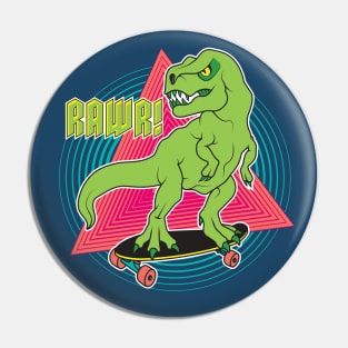 Rawr Dino Skater - Skateboarding T-Rex Dinosaur Pin