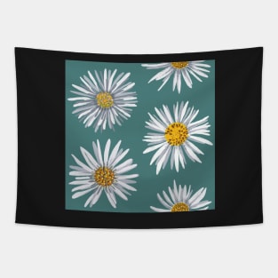 White asters on green, dense Tapestry