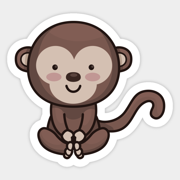 Cute Monkey Cartoon Cute Monkey Sticker Teepublic