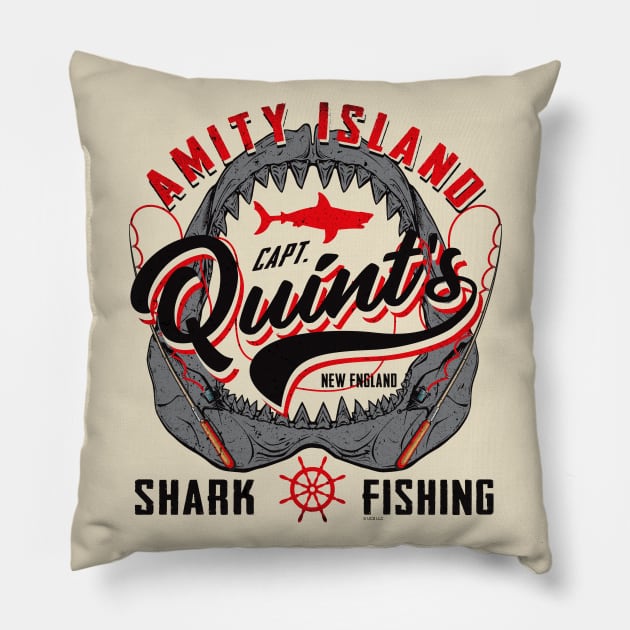 Quint's Shark Fishing Jaw Mouth Lts (Universal © UCS LLC) Pillow by Alema Art