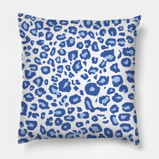 Blue Leopard Print Pillow by Trippycollage