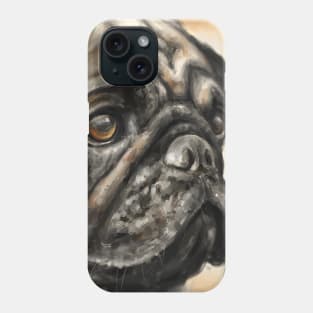 Contemporary Painting of a Pug with Big Gorgeous Eyes on Light Background Phone Case