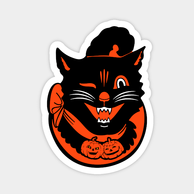 Cheerful black cat and halloween Magnet by My Happy-Design