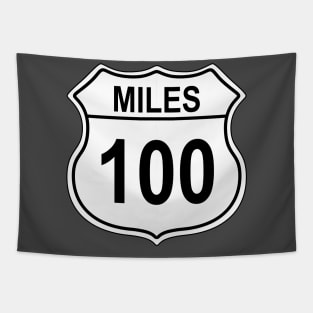 100 Mile US Highway Sign Tapestry