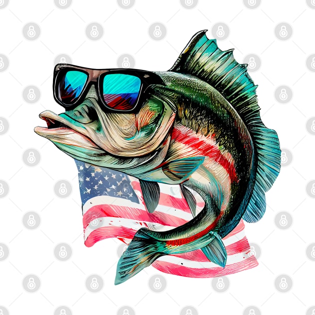 Cool American Bass Fish #6 by Chromatic Fusion Studio