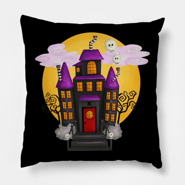 Haunted House Halloween Pillow by StacysCellar