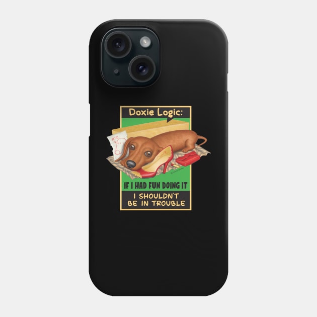 Dachshund with chewed items Phone Case by Danny Gordon Art