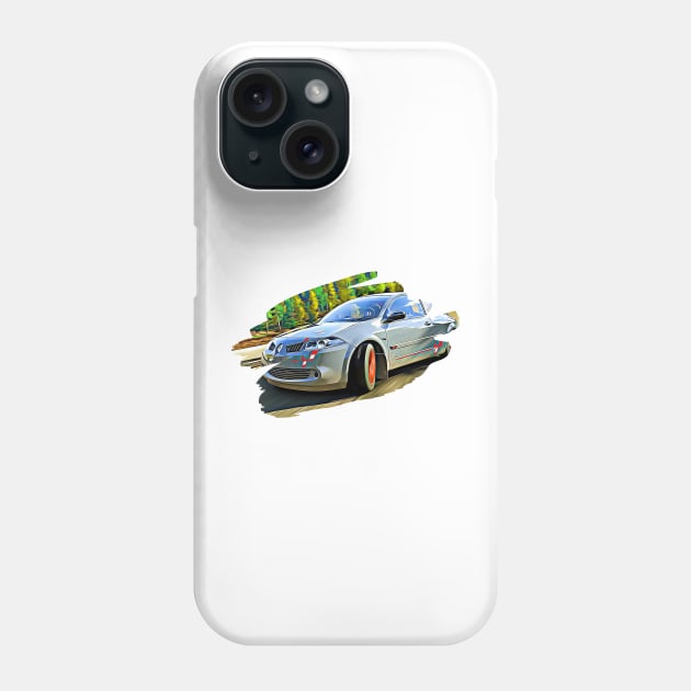 Renault Megane R26 Action Art Print Phone Case by Auto-Prints