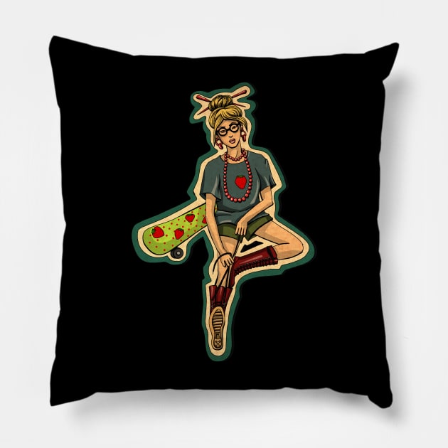 Japanese skateboarder Pillow by ThunderEarring