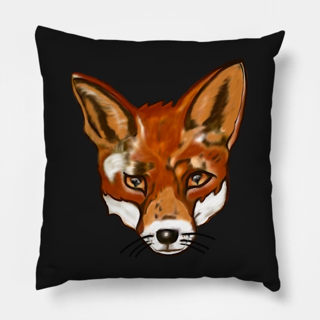 Fox art Urban red Fox face - Vulpes Vulpes close up painting  of a red fox Pillow by Artonmytee