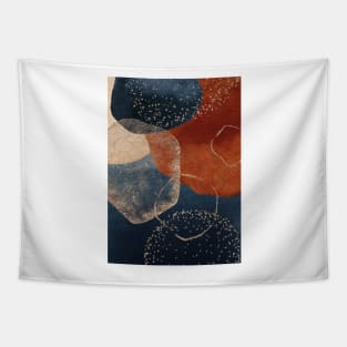 Modern Abstract Terracotta Blush and Navy Blue Tapestry