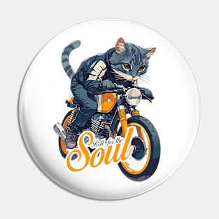 Cool cat riding motorbike Pin