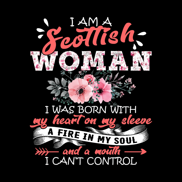 Scottish Woman I Was Born With My Heart on My Sleeve Floral Scotland Flowers Graphic by Kens Shop