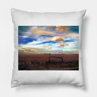 Fields Under a Swirling Sky Pillow