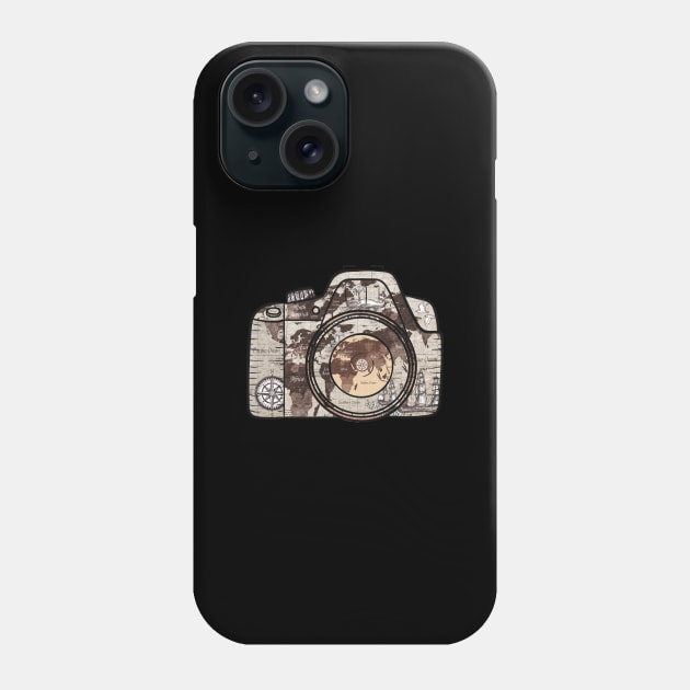 A Aesthetic Art Of Camera In Camoflague Art Of Map On It Phone Case by mangobanana