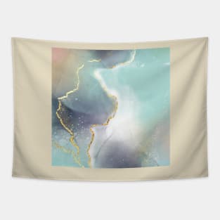 Trendy Blue watercolor modern art Blush Gold and Blue abstract Tapestry