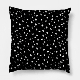 Snowflakes and dots - black and white Pillow