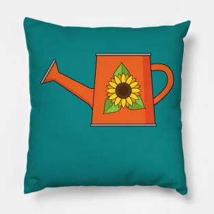 Orange Watering Can with Sunflower Pillow