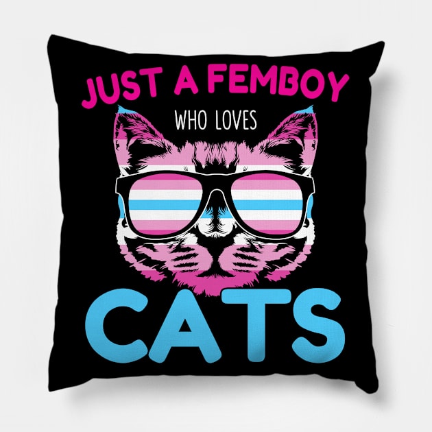 Just A Femboy Who Loves Cats Anime Cat Lover Gay Pillow by Alex21